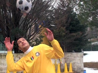 Brazil keeper Julio Cesar heads The Ball