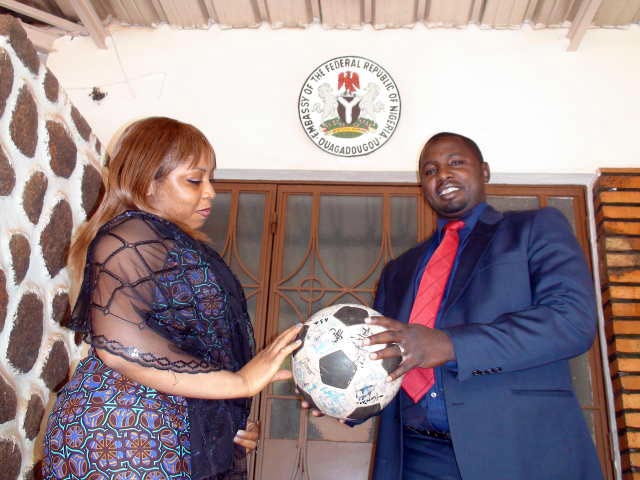 Staff at the Nigerian embassy with The Ball