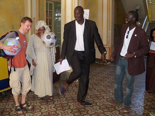 The Deputy Mayor plays keepie-uppie with The Ball