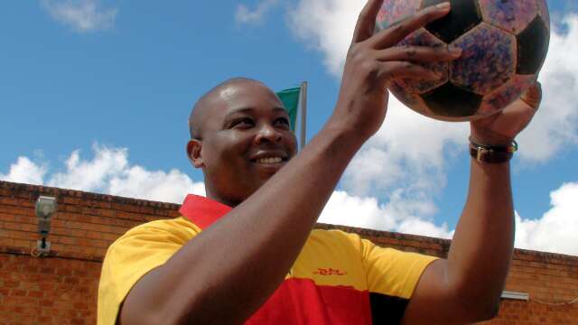 Elijah from DHL welcomes The Ball into Zambia