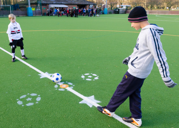 Callum and João Pedro getting a feel for the pitch
