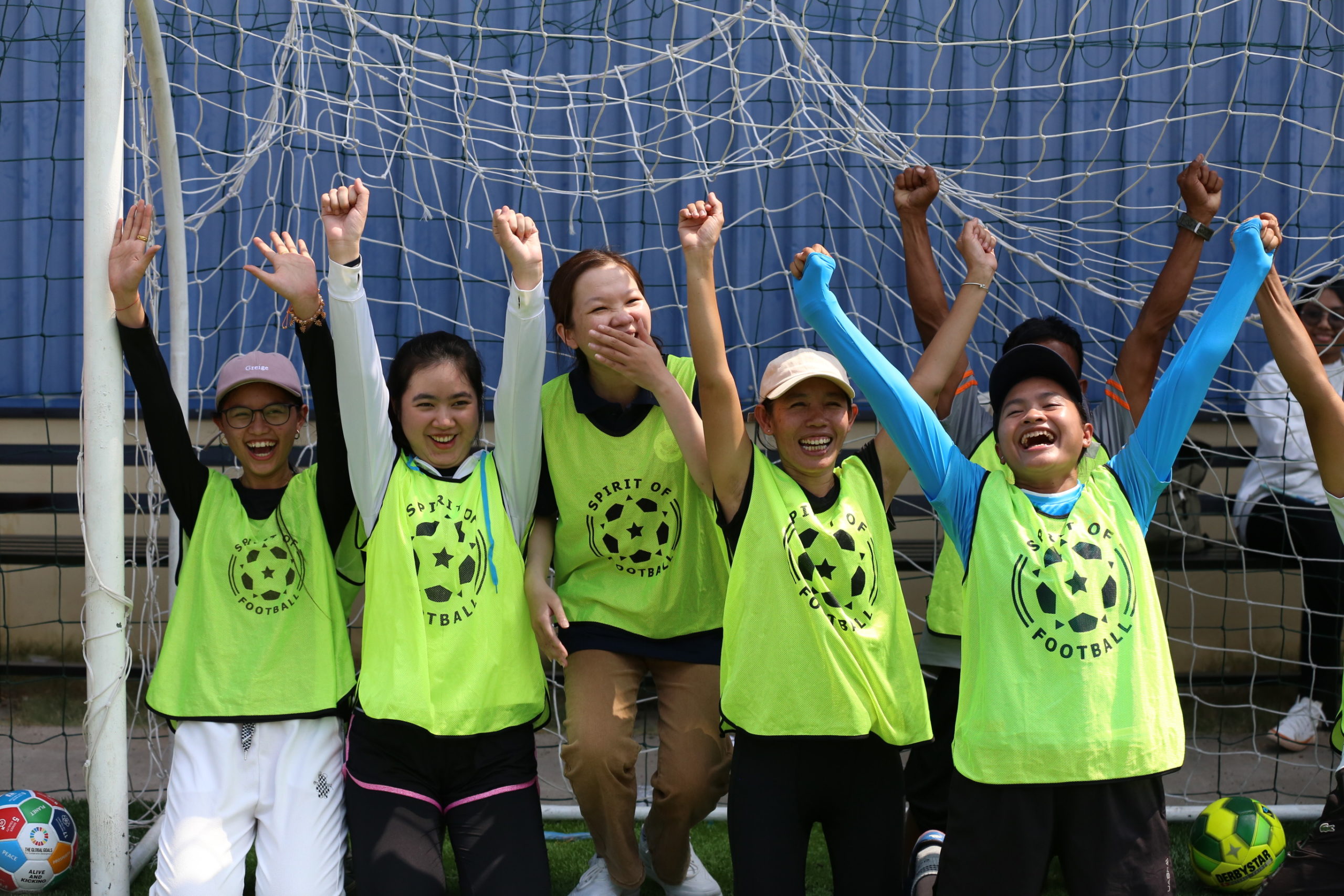 Cambodia US Embassy participants cheer