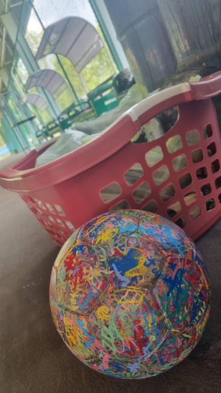 The Ball and the collected trash from around the campus