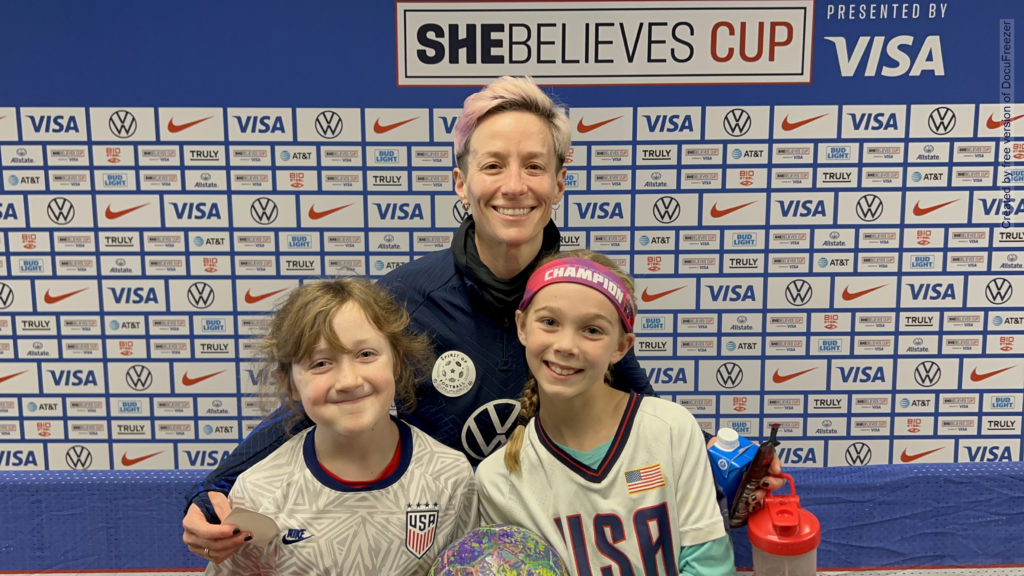 Megan Rapinoe took time for a quick photo and interview