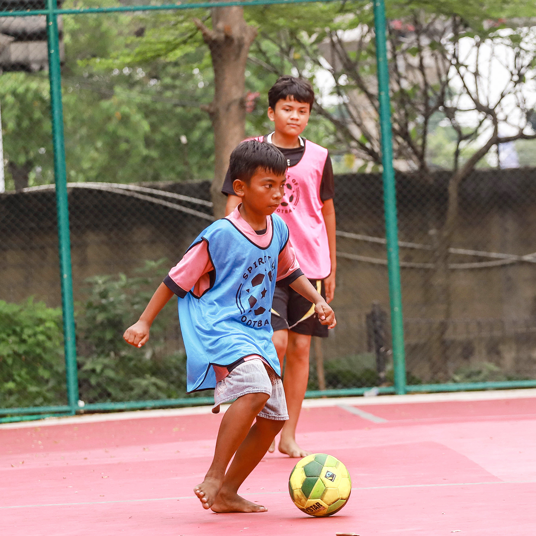 Kids form the local community joining to play