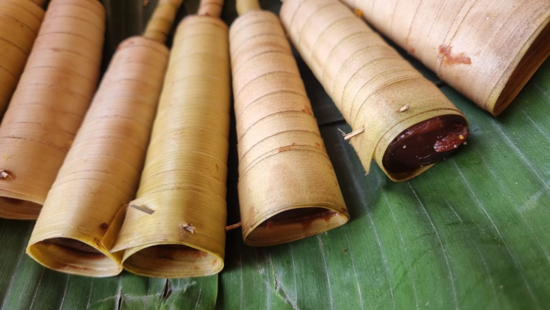 fruit jelly in bamboo leaves as snacks