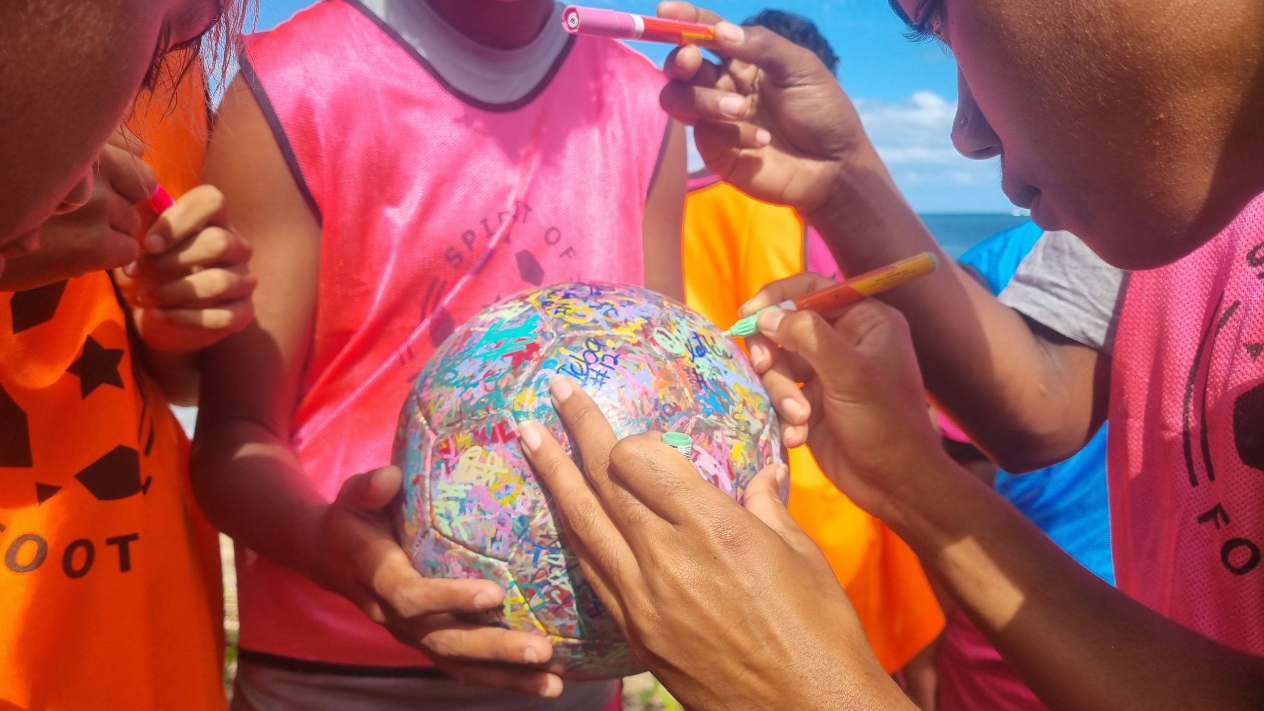 The young Kulas, the U19 Fiji National Women’s Team, sign The Ball (June 2023)