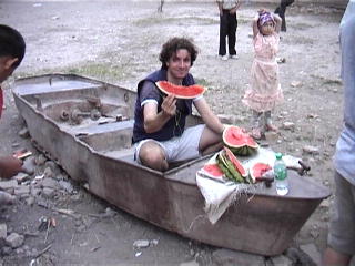 Luke tends to the halftime melon